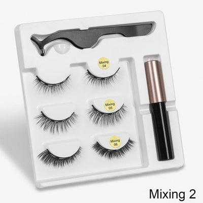3 Pairs Magnetic Eyelashes set - Magnet Liquid Eyeliner & Magnetic Lashes